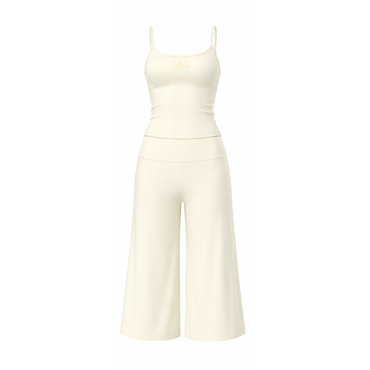 White Wool Tank Top & High Waist Capri Pants Set-PREORDER